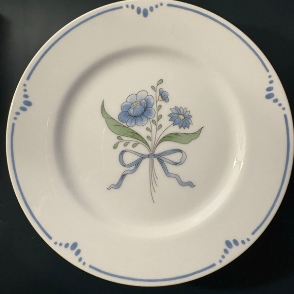 ‘Dijon’ Fitz & Floyd Blue Flower Salad Plates (7.5in) Set 3 VTG Japan - Picture 2 of 5